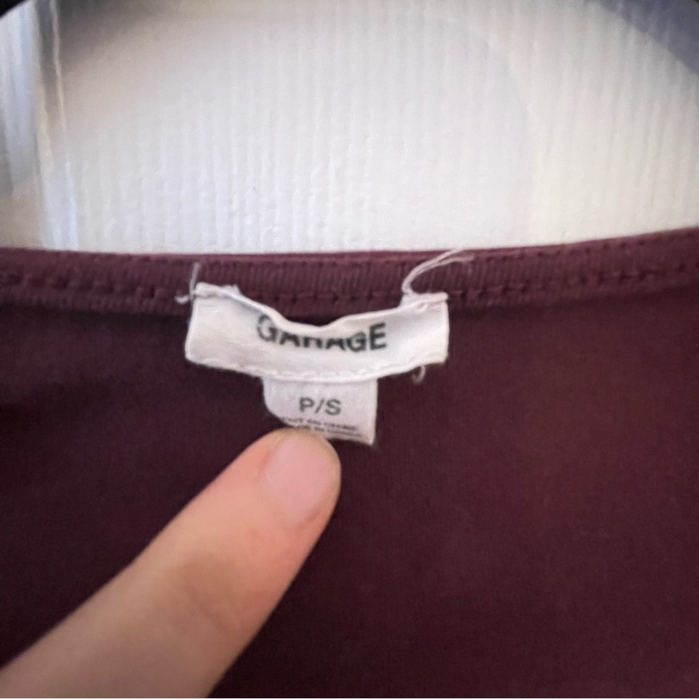 Garage Burgundy Square Neck Crop Top - Picture 2 of 2